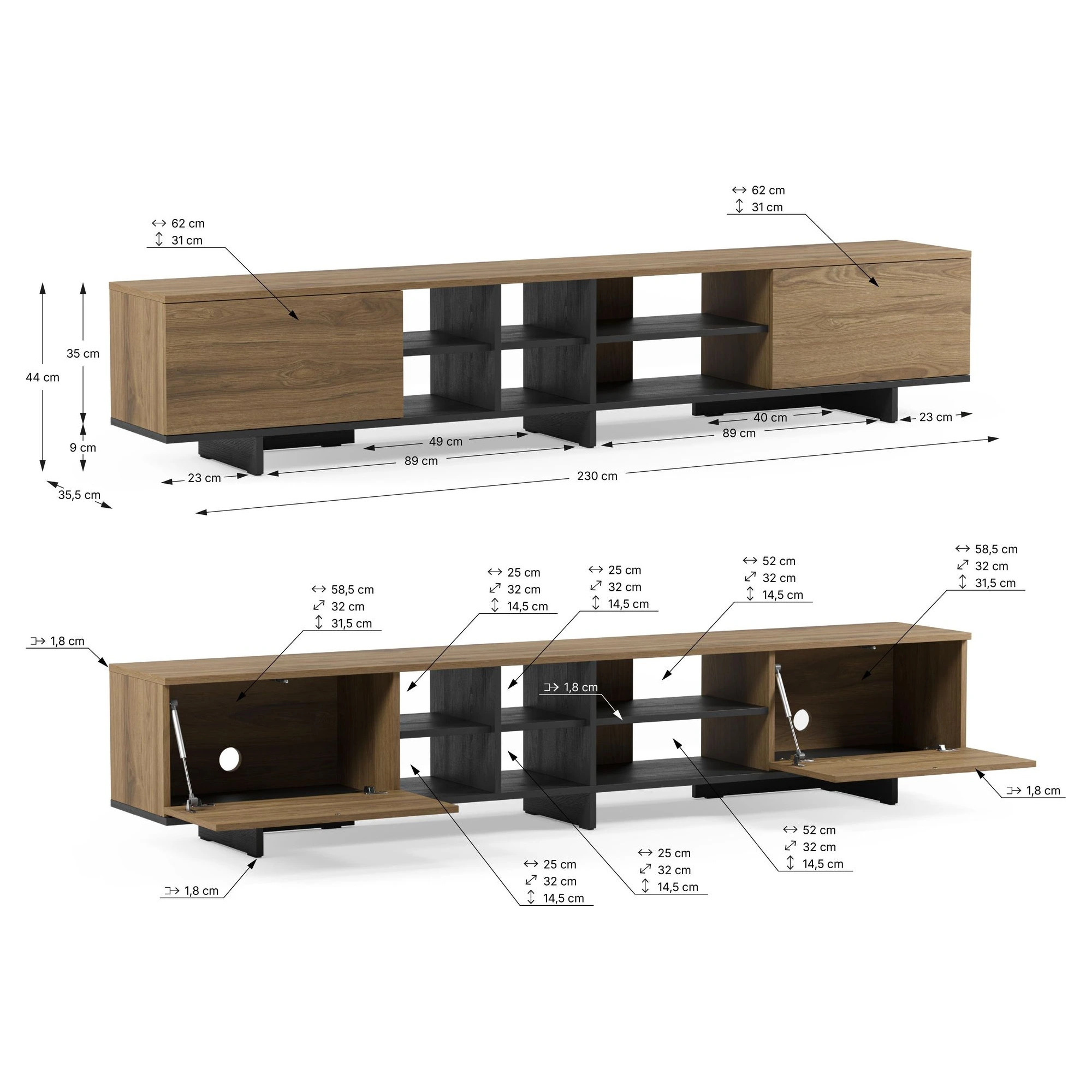 mueble tv cequoia roble negro