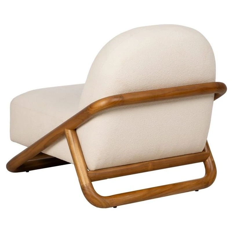 sillon madera teca borreguito natural