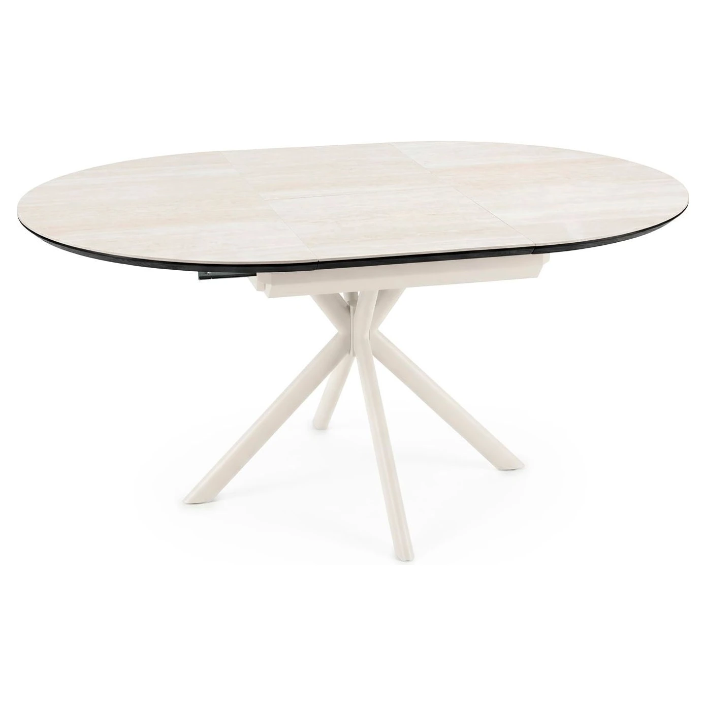 mesa extensible redonda travertino beige