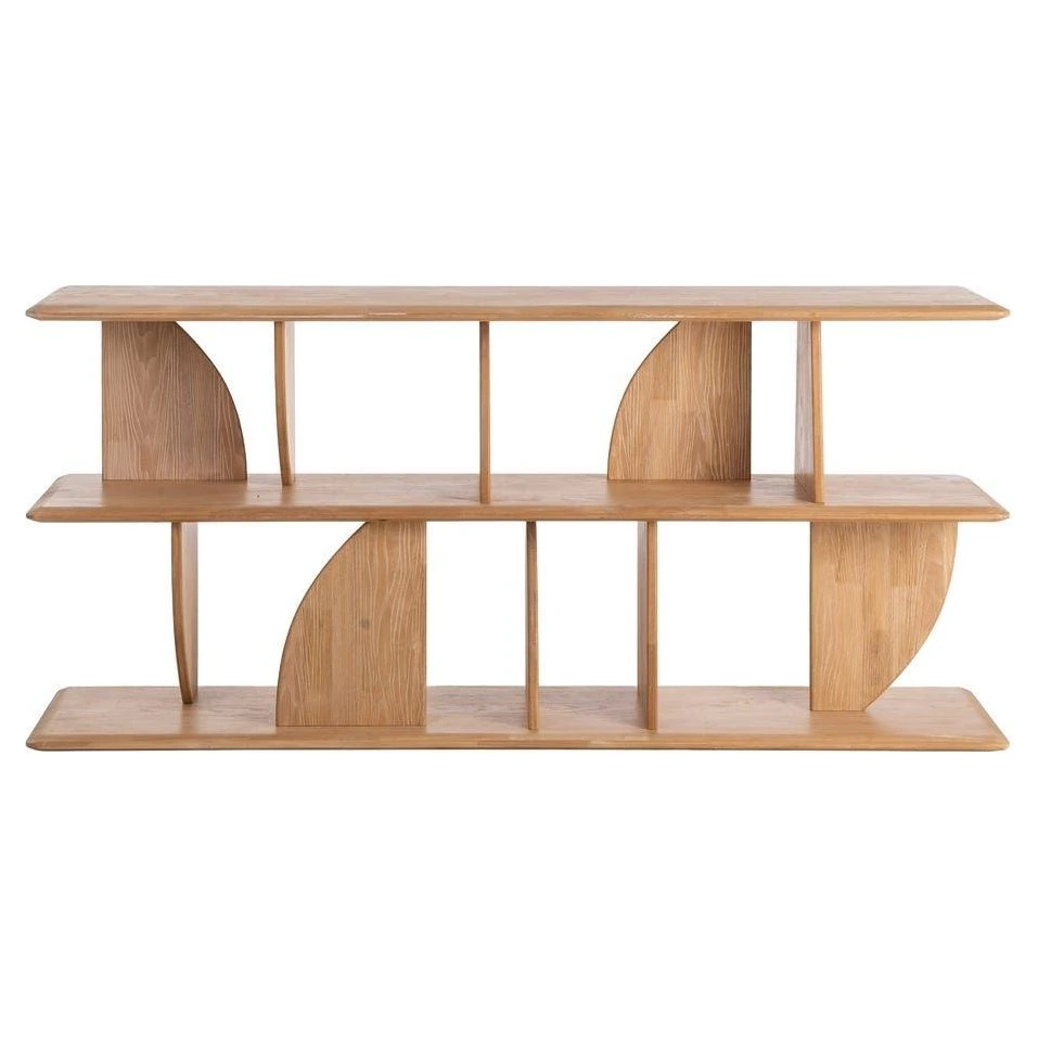 estanteria baja de madera natural