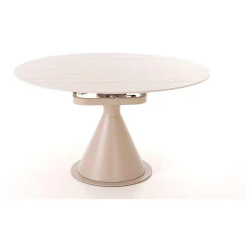 mesa extensible redonda marbol travertino