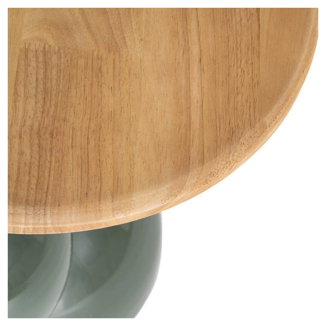 mesa auxiliar verde y madera