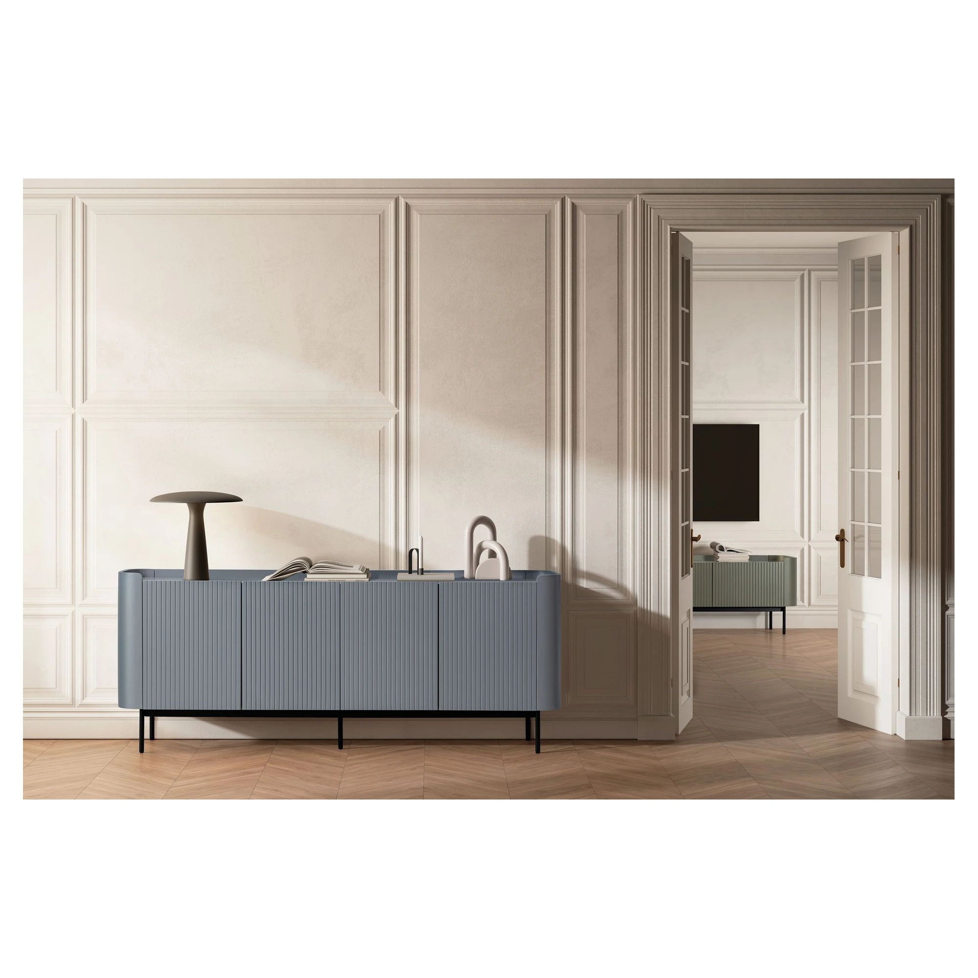 mueble tv verde acanalado willa