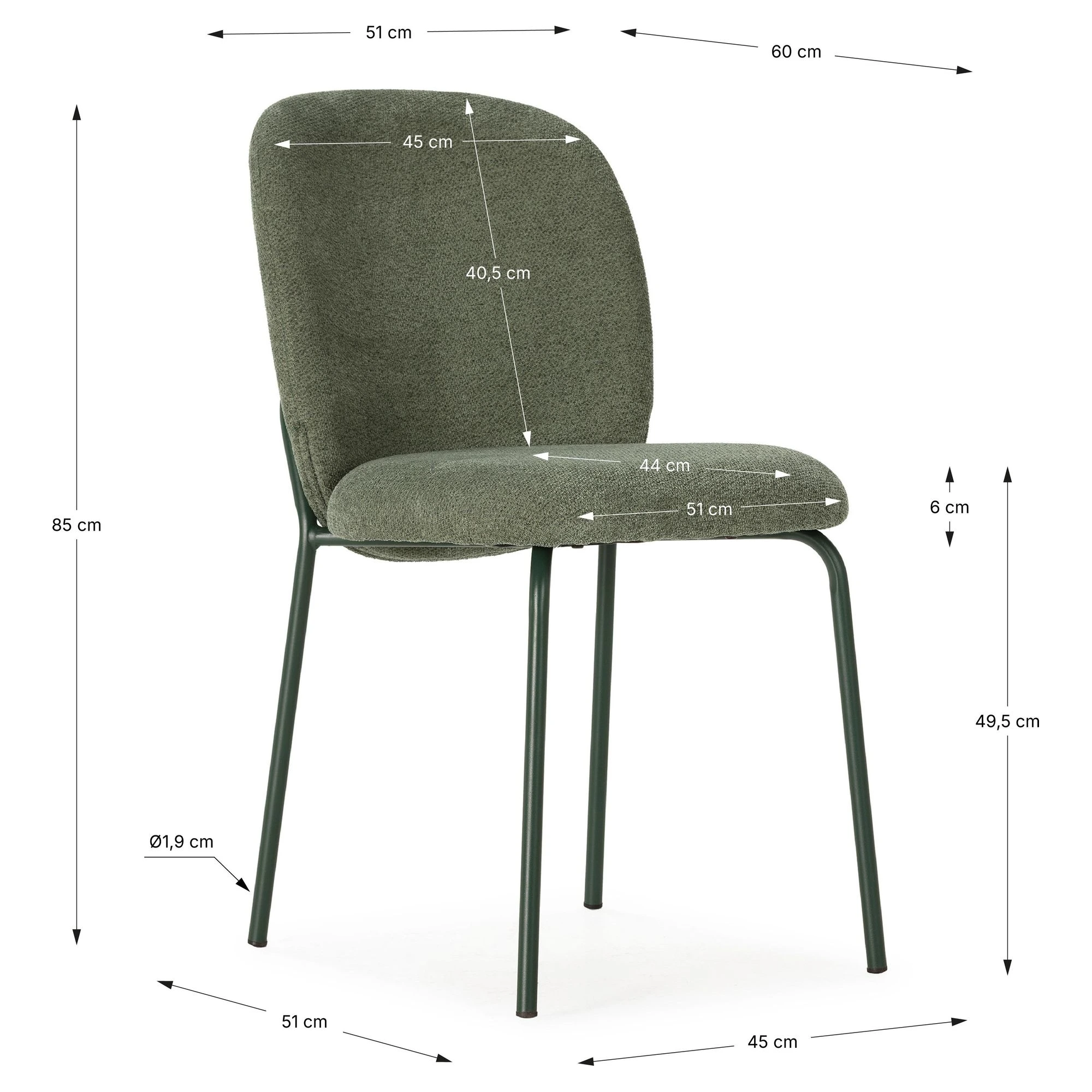 silla comedor tapizada verde