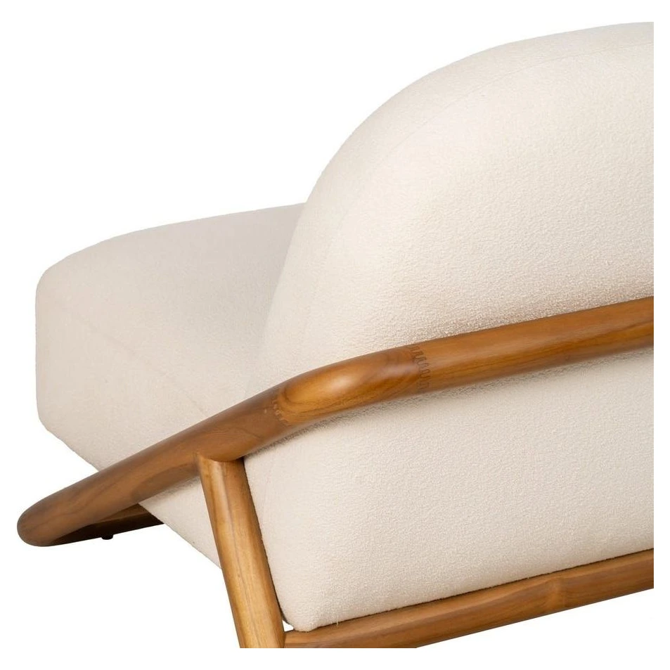 sillon madera teca borreguito natural