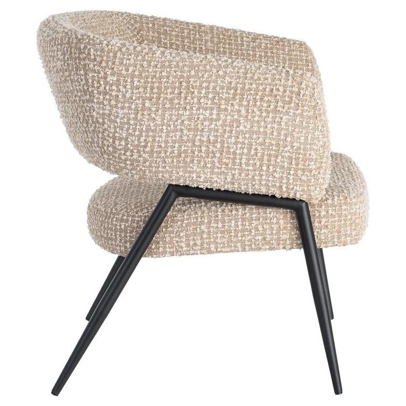 sillón tapizado beige metal negro