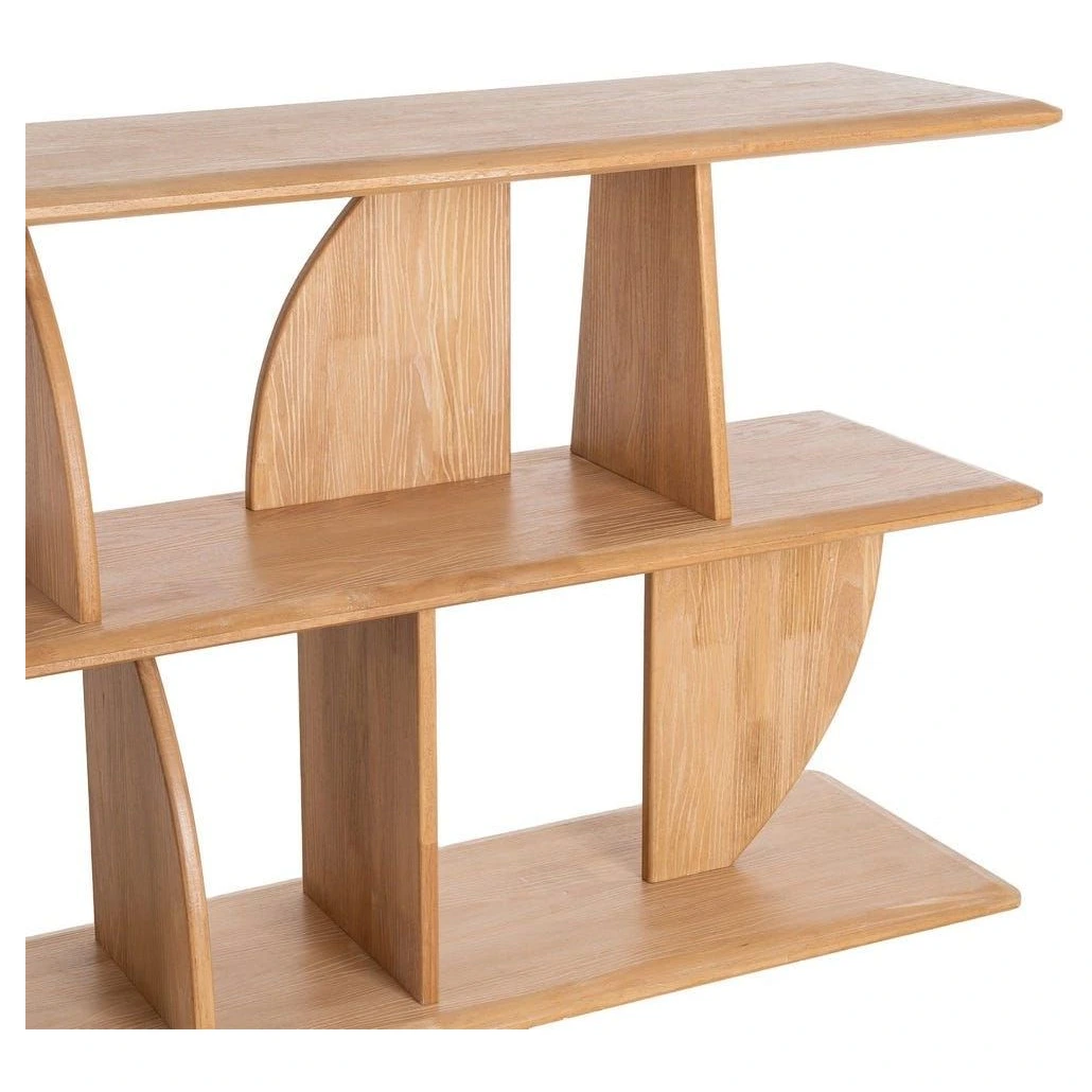 estanteria baja de madera natural