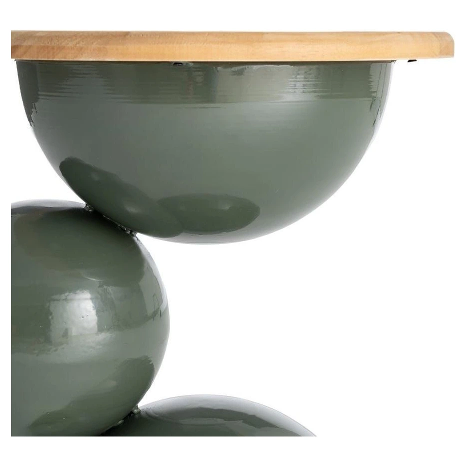 mesa auxiliar verde y madera