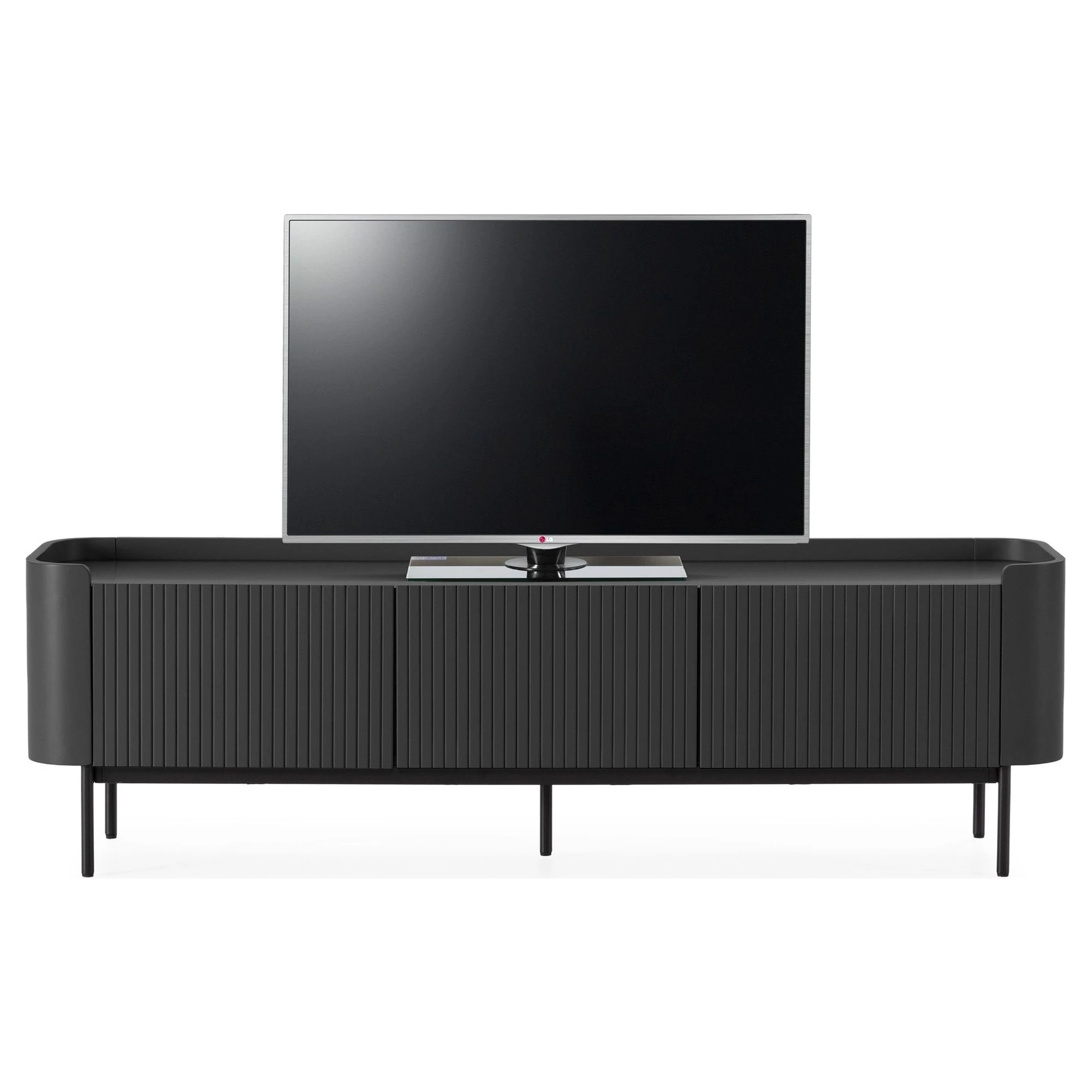 mueble tv negro acanalado 180cm