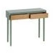 consola recibidor verde y madera