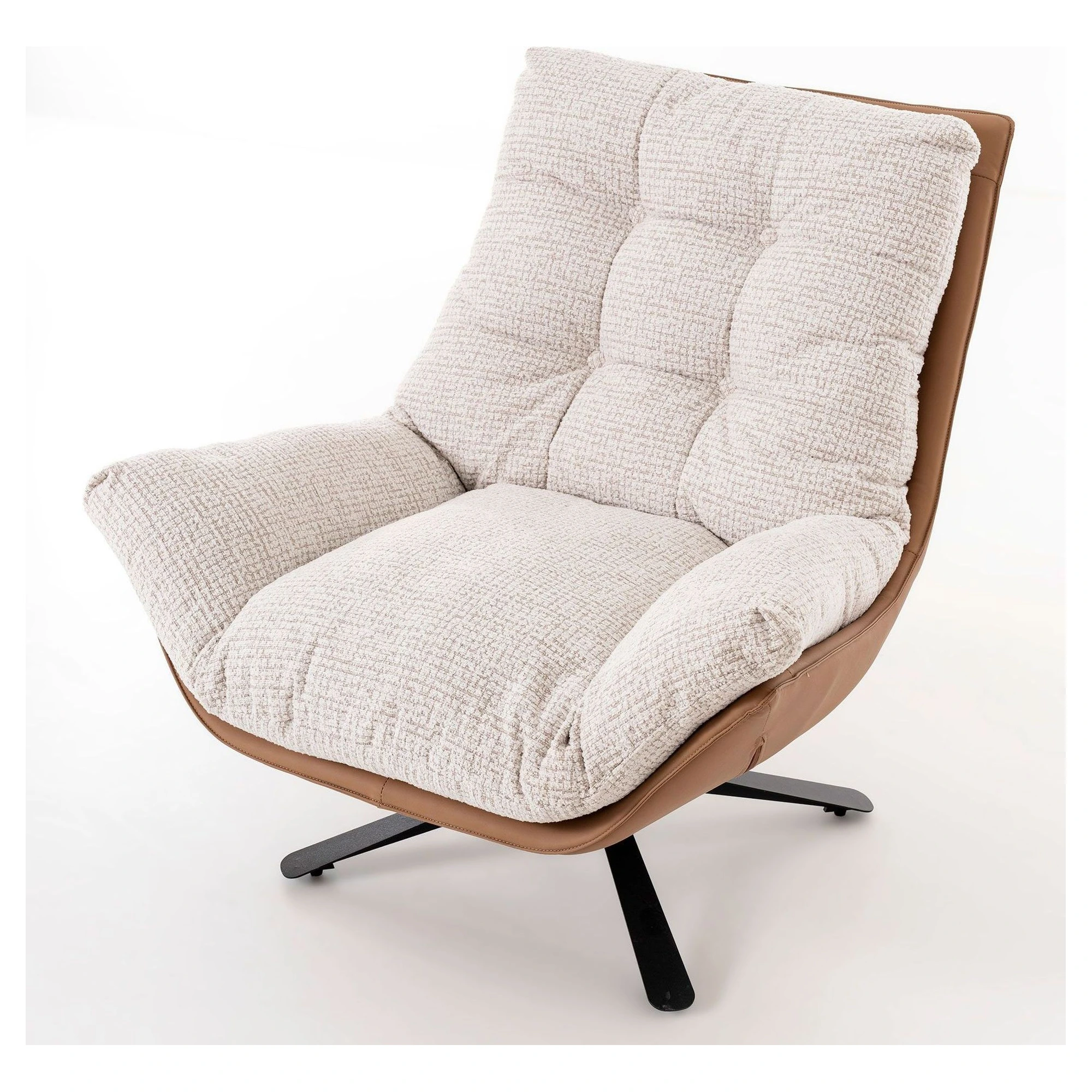 sillon giratorio beige y marron