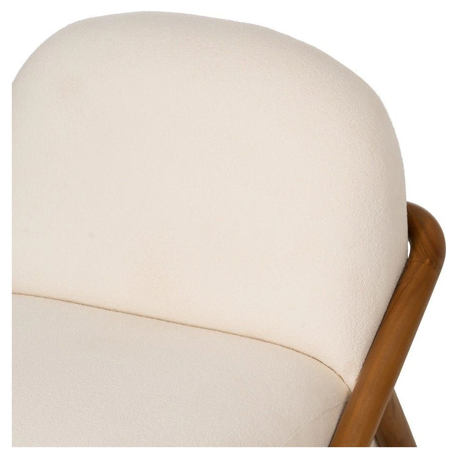 sillon madera teca borreguito natural