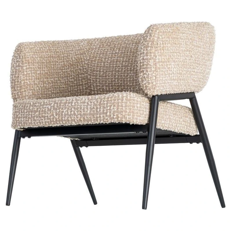 sillón tapizado beige metal negro