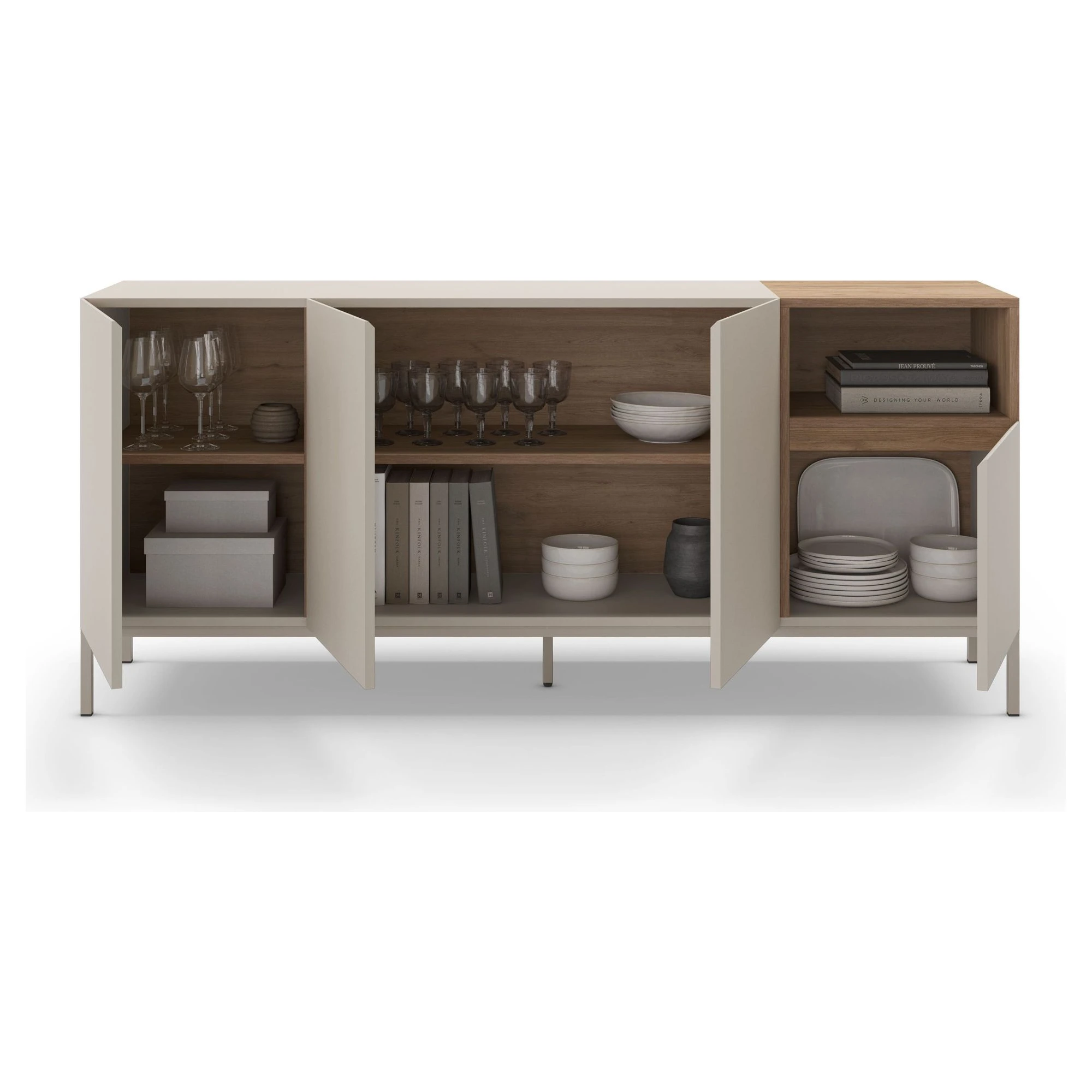 aparador cailin crema madera metal