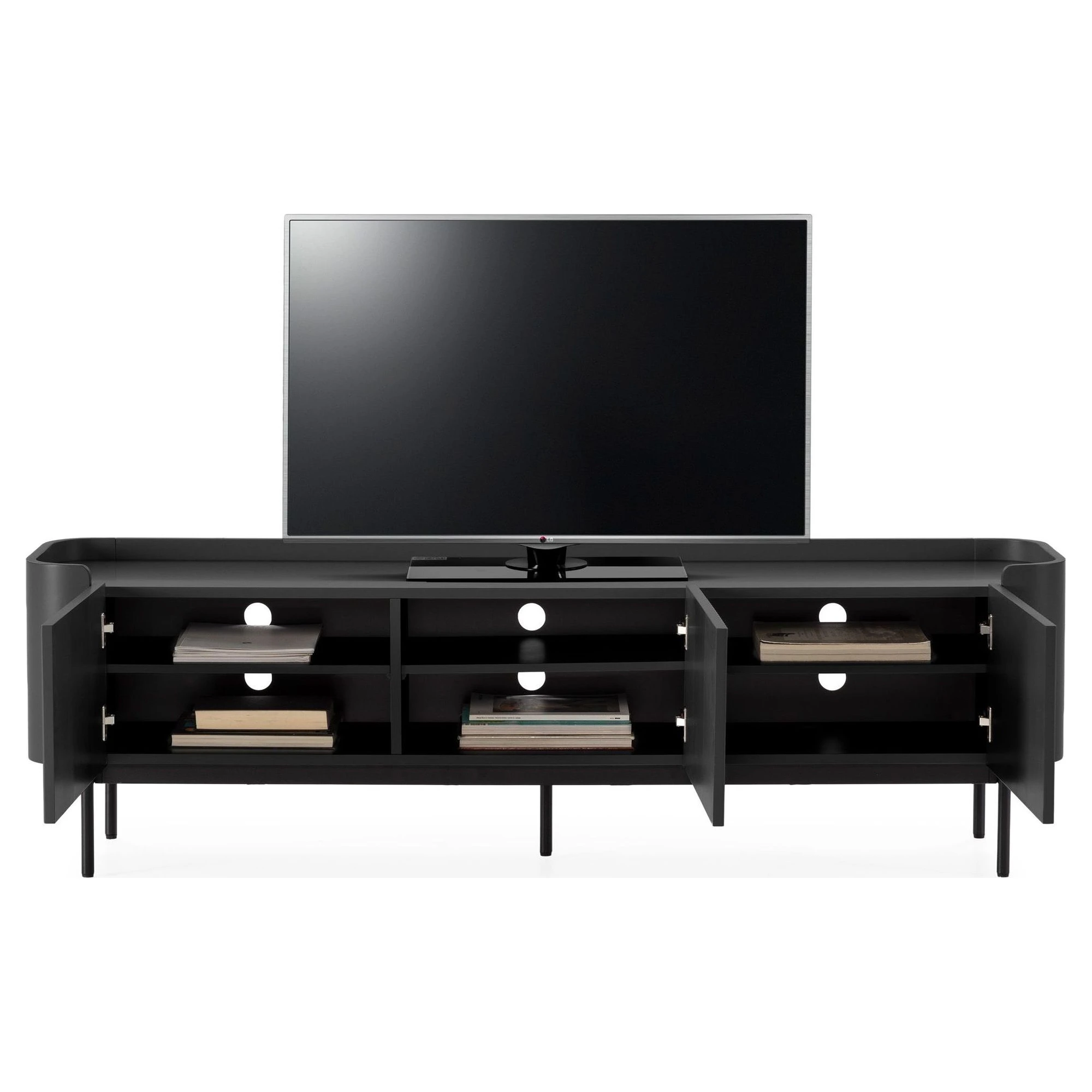 mueble tv negro acanalado 180cm