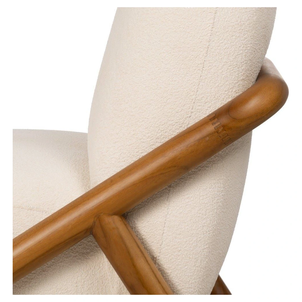 sillon madera teca borreguito natural