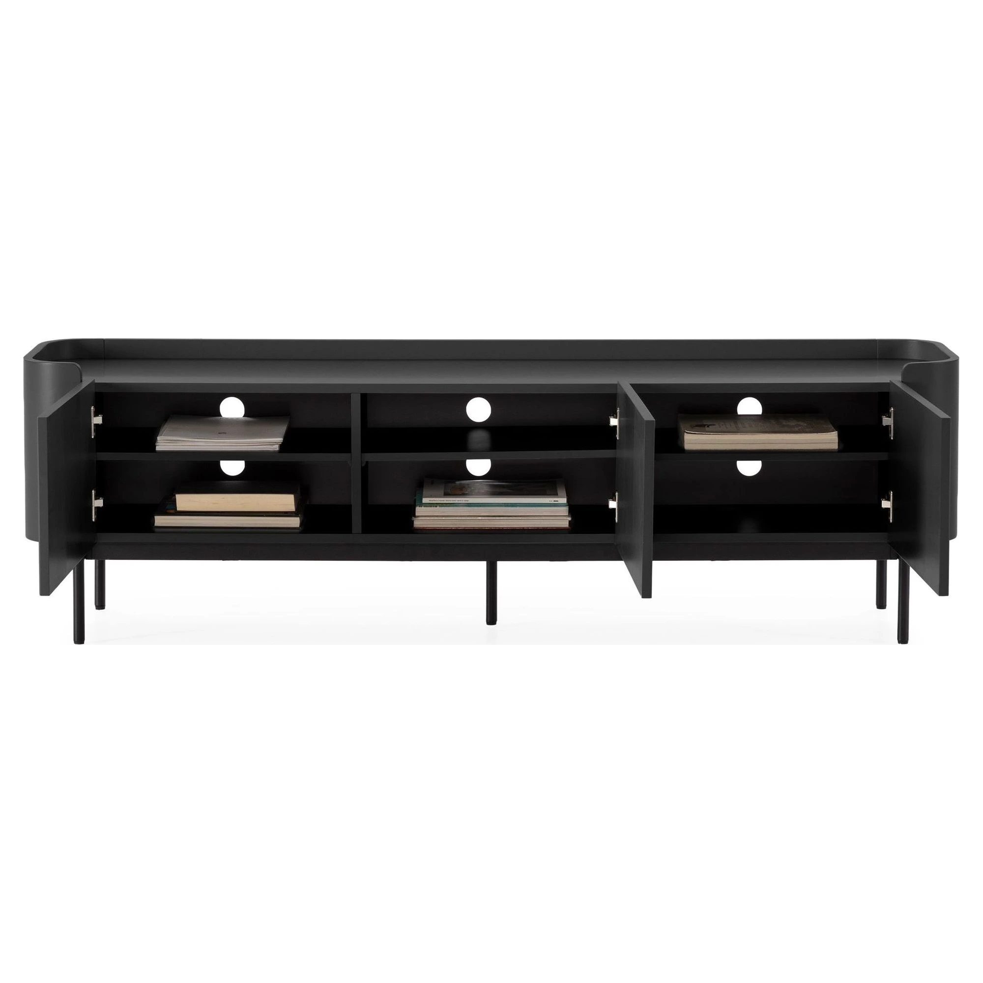 mueble tv negro acanalado 180cm