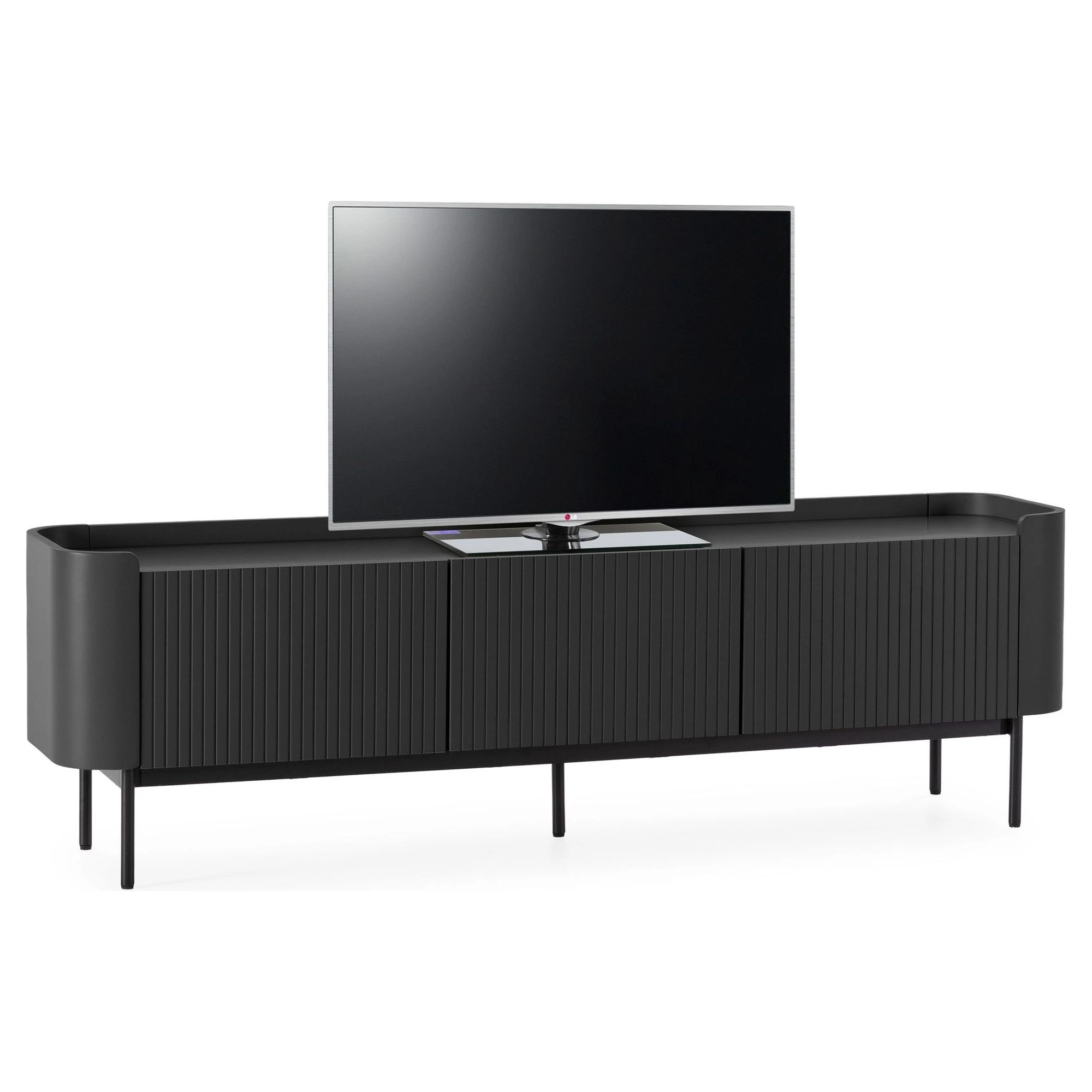 mueble tv negro acanalado 180cm