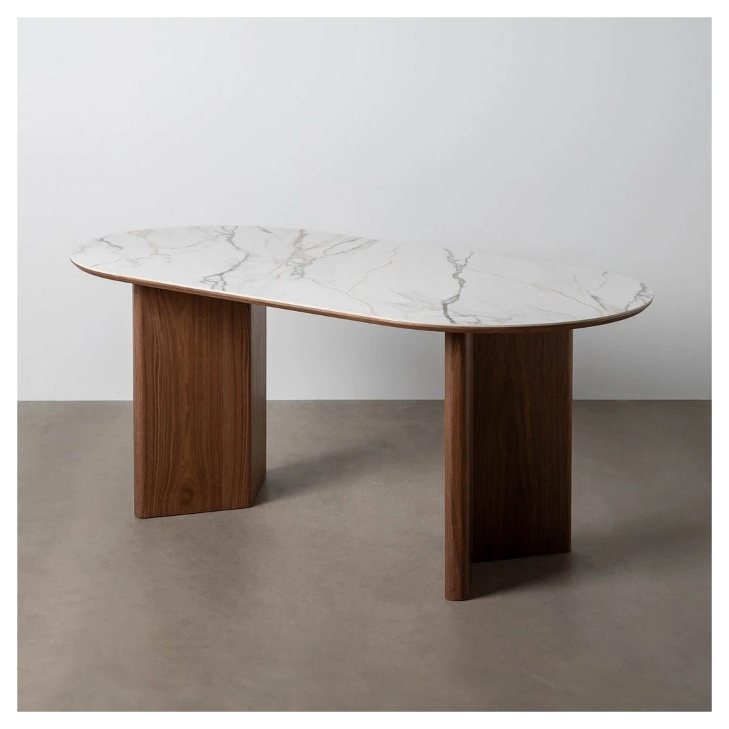 MESA COMEDOR BLANCO-MARRÓN DM-CERÁMICA 180
