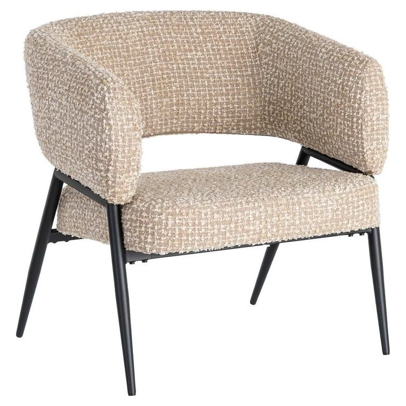 sillón tapizado beige metal negro