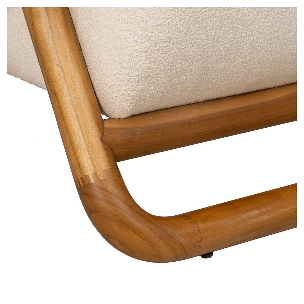 sillon madera teca borreguito natural
