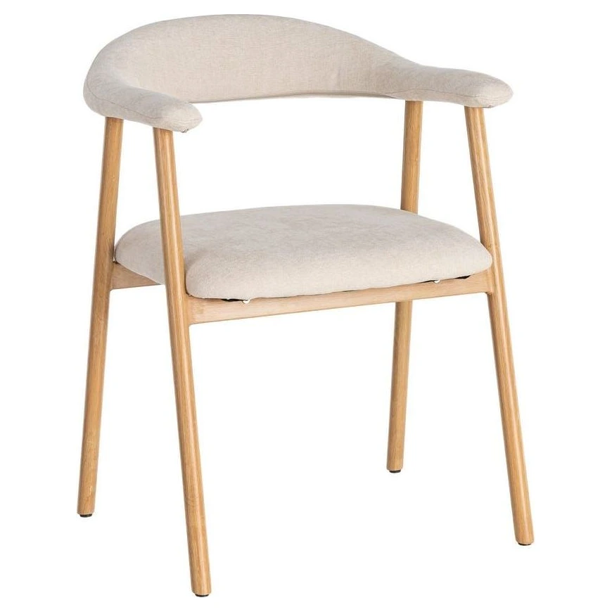 silla con brazos tapizada crema