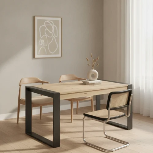 mesa comedor extensible patas metalicas