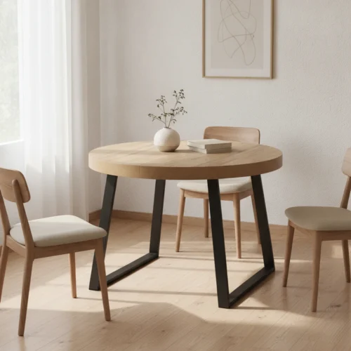 mesa redonda extensible madera