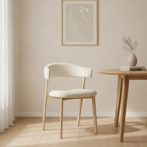silla tapizada marfil efecto madera