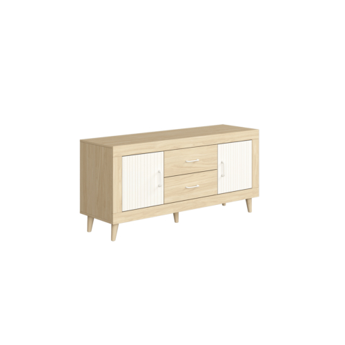 mueble tv roble y blanco