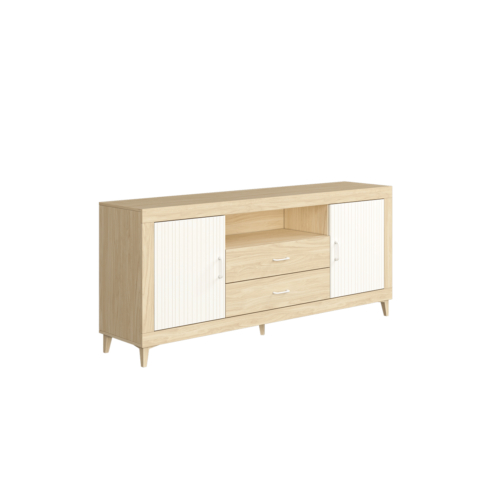 mueble tv roble y blanco