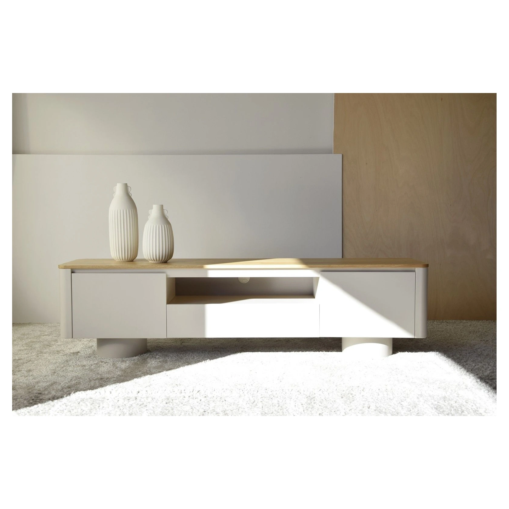 mueble tv gris arena