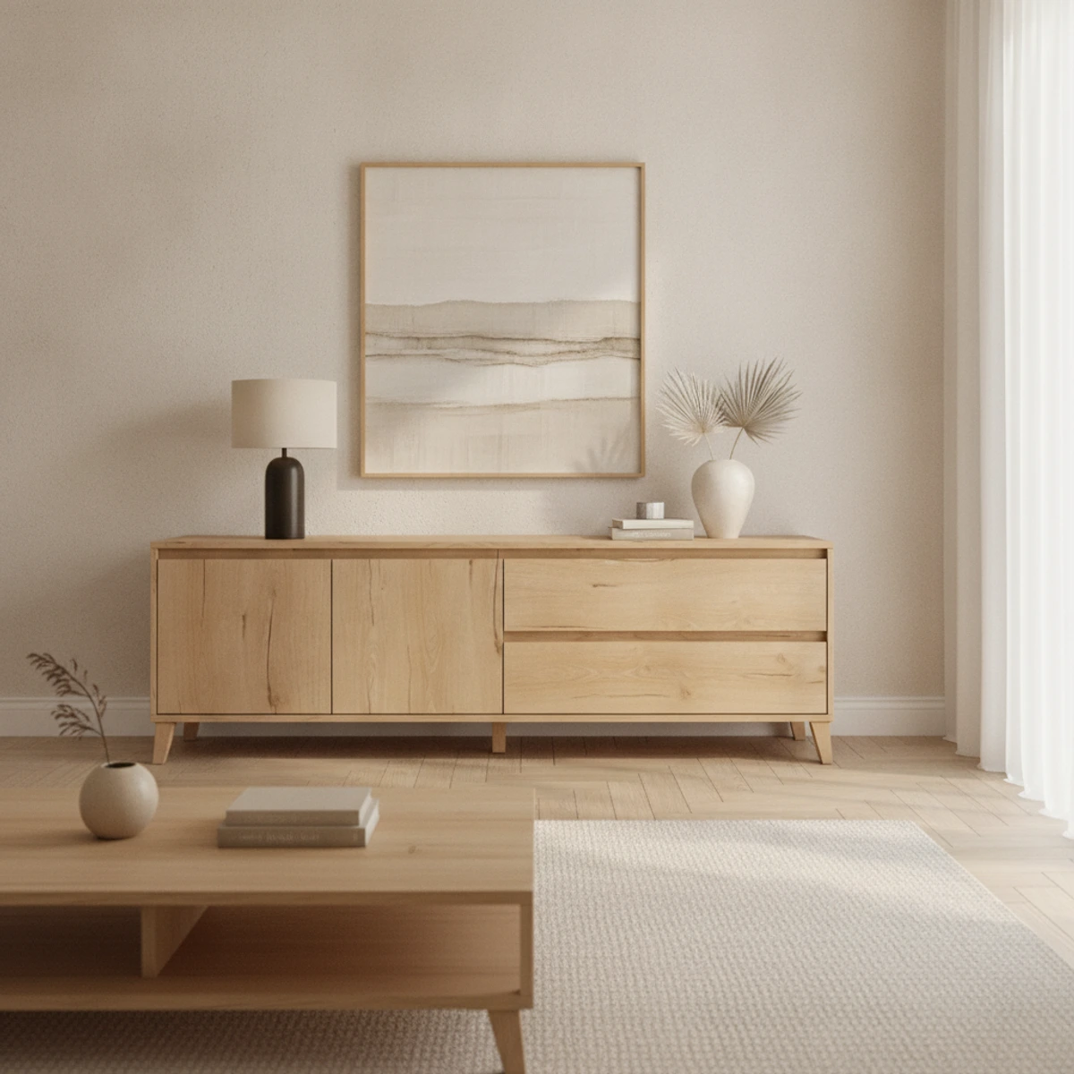 mueble tv nordico roble