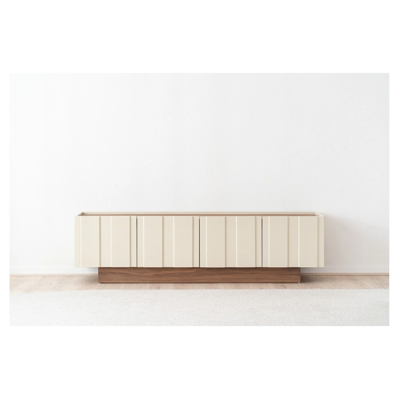 mueble tv beige y nogal