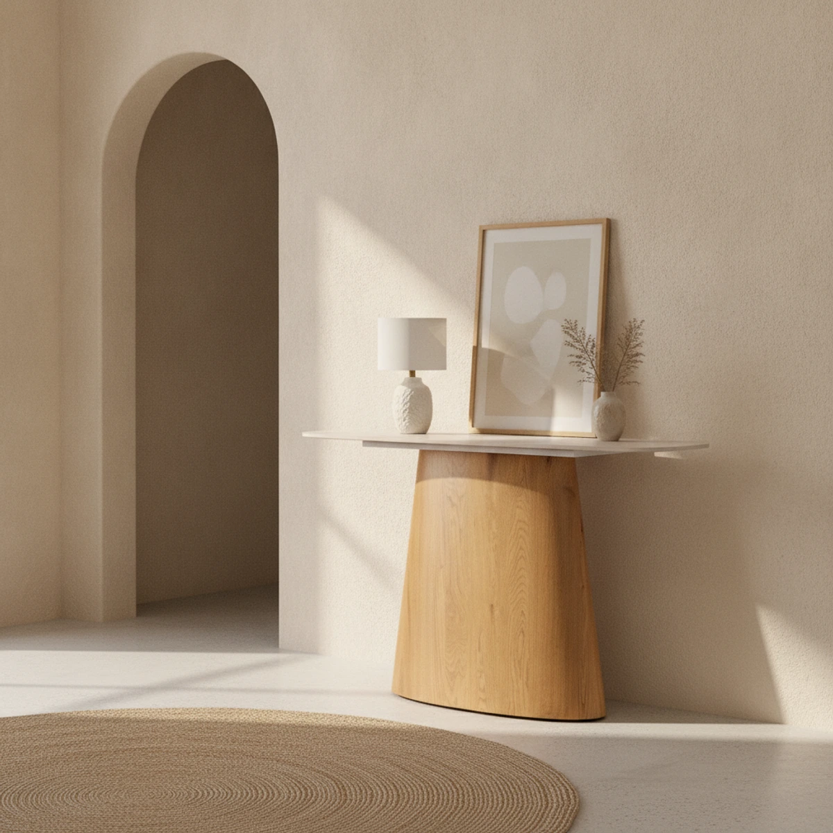 consola piedra sinterizada beige