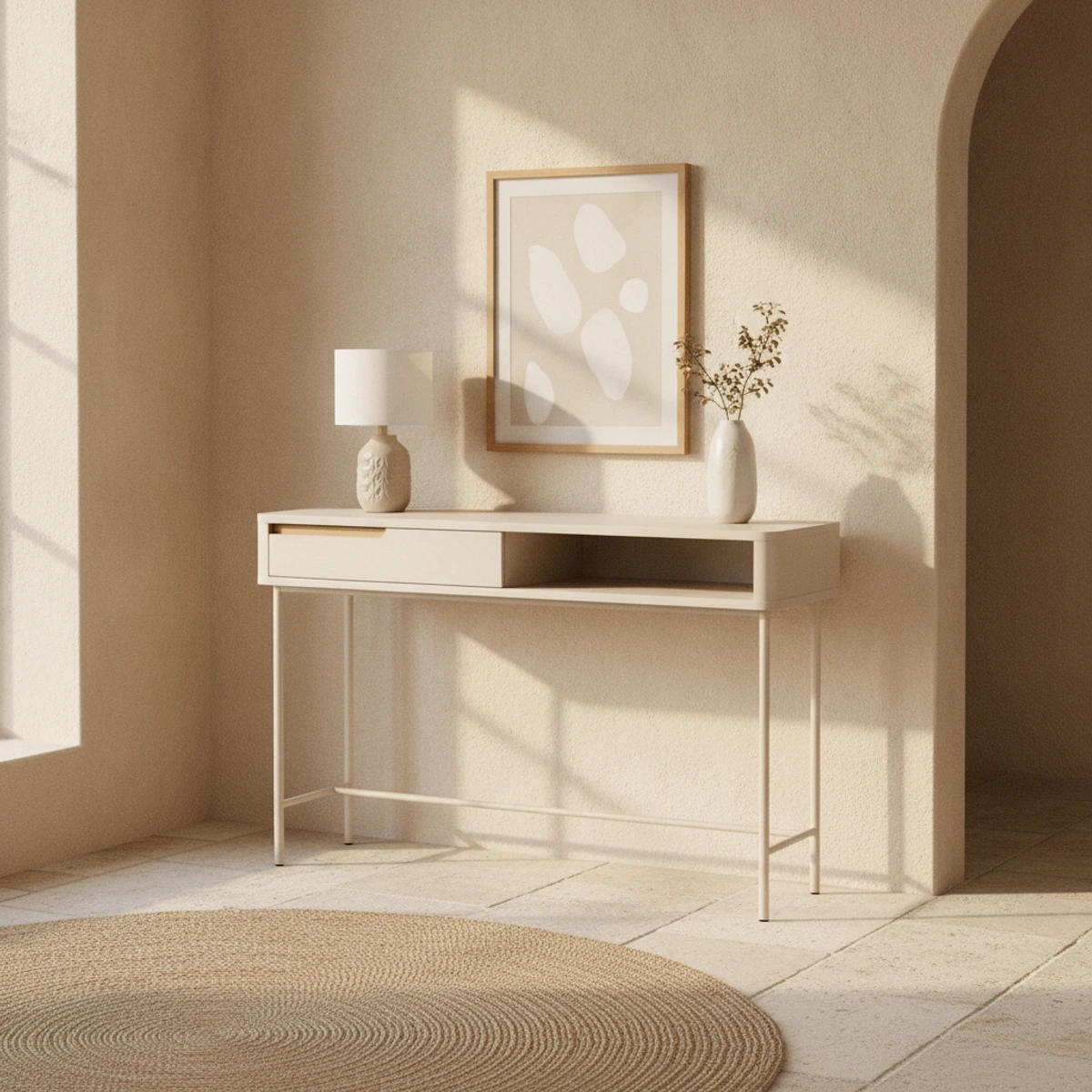 consola recibidor beige