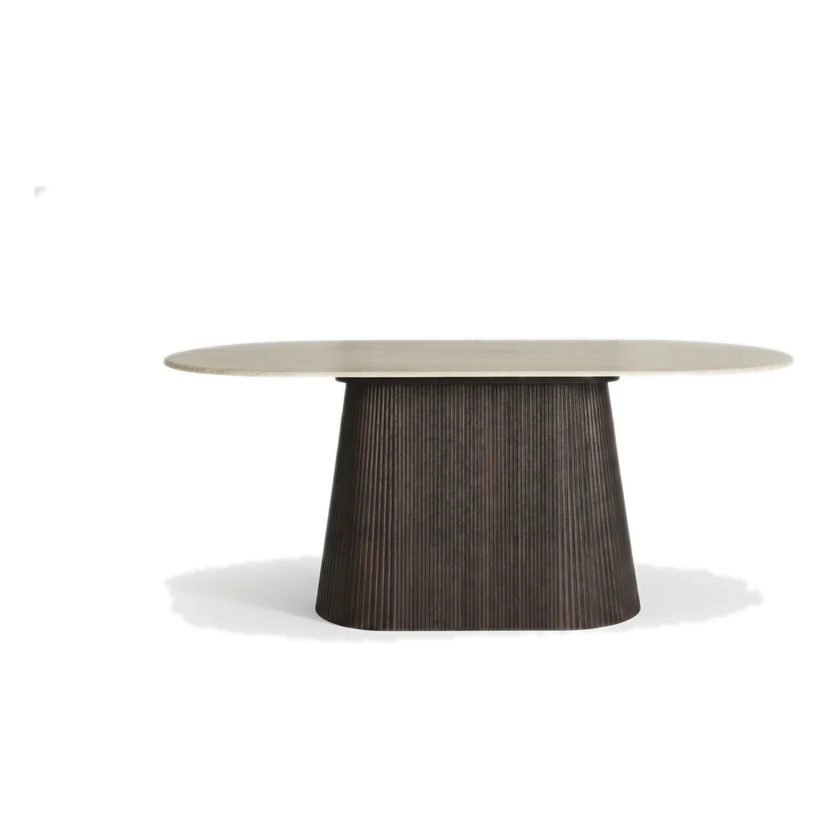 mesa comedor ovalada base estriada