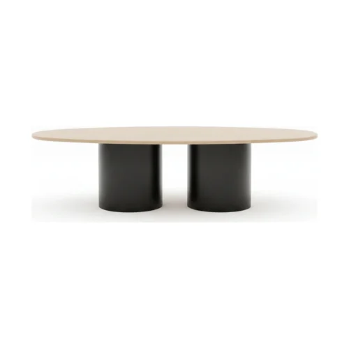 mesa de centro ovalada beige