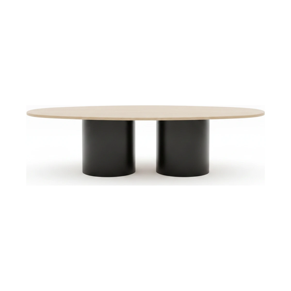 mesa de centro ovalada beige