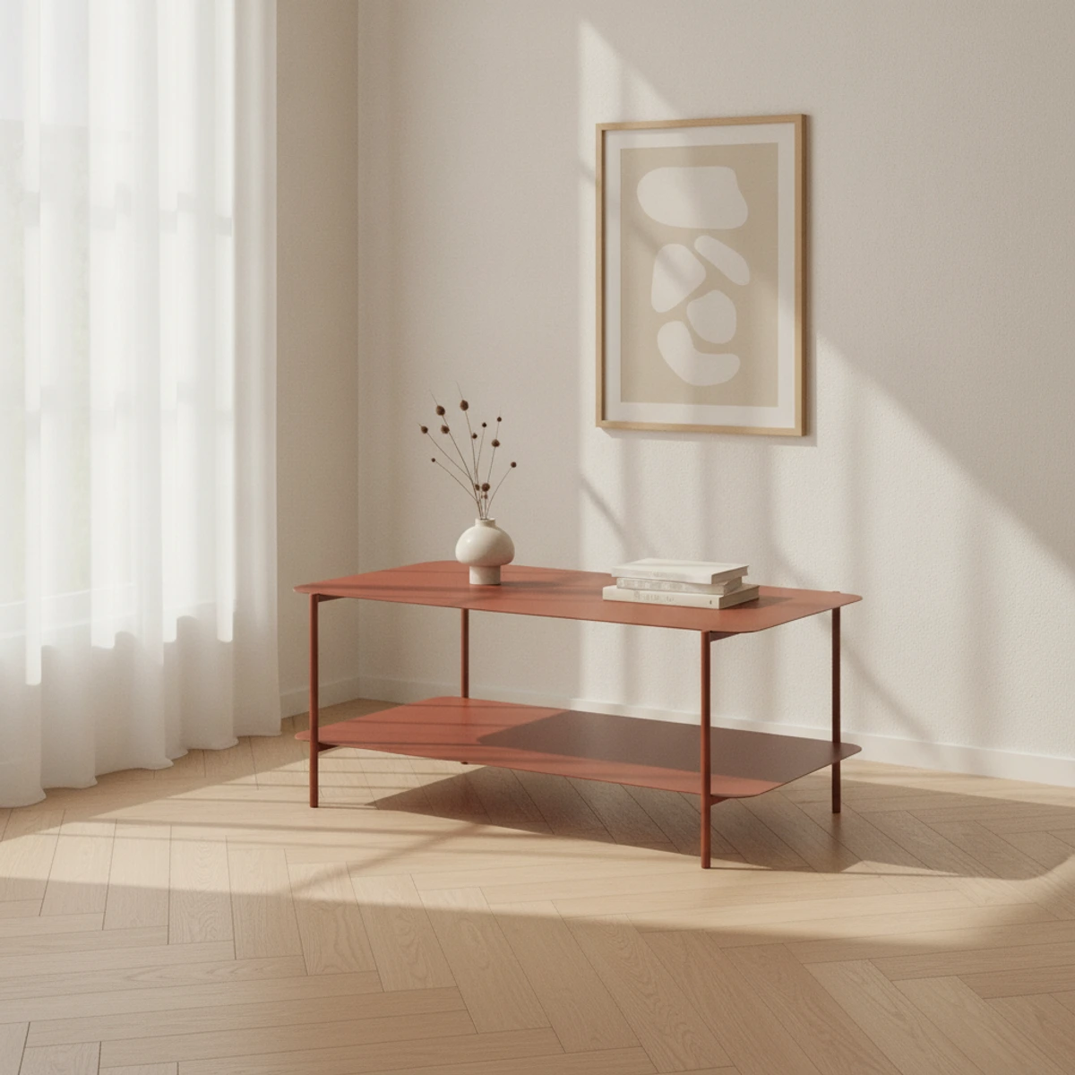mesa de centro rectangular terracota