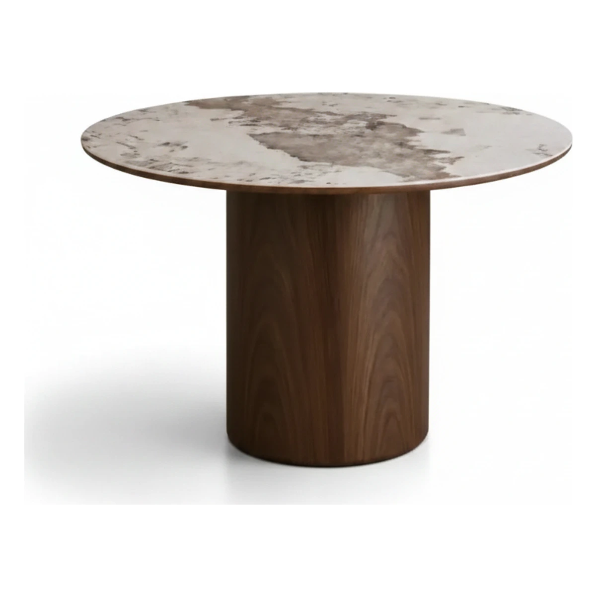 Mesa de comedor redonda cerámica y chapa roble Ø120 cm