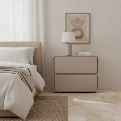 mesita de noche beige