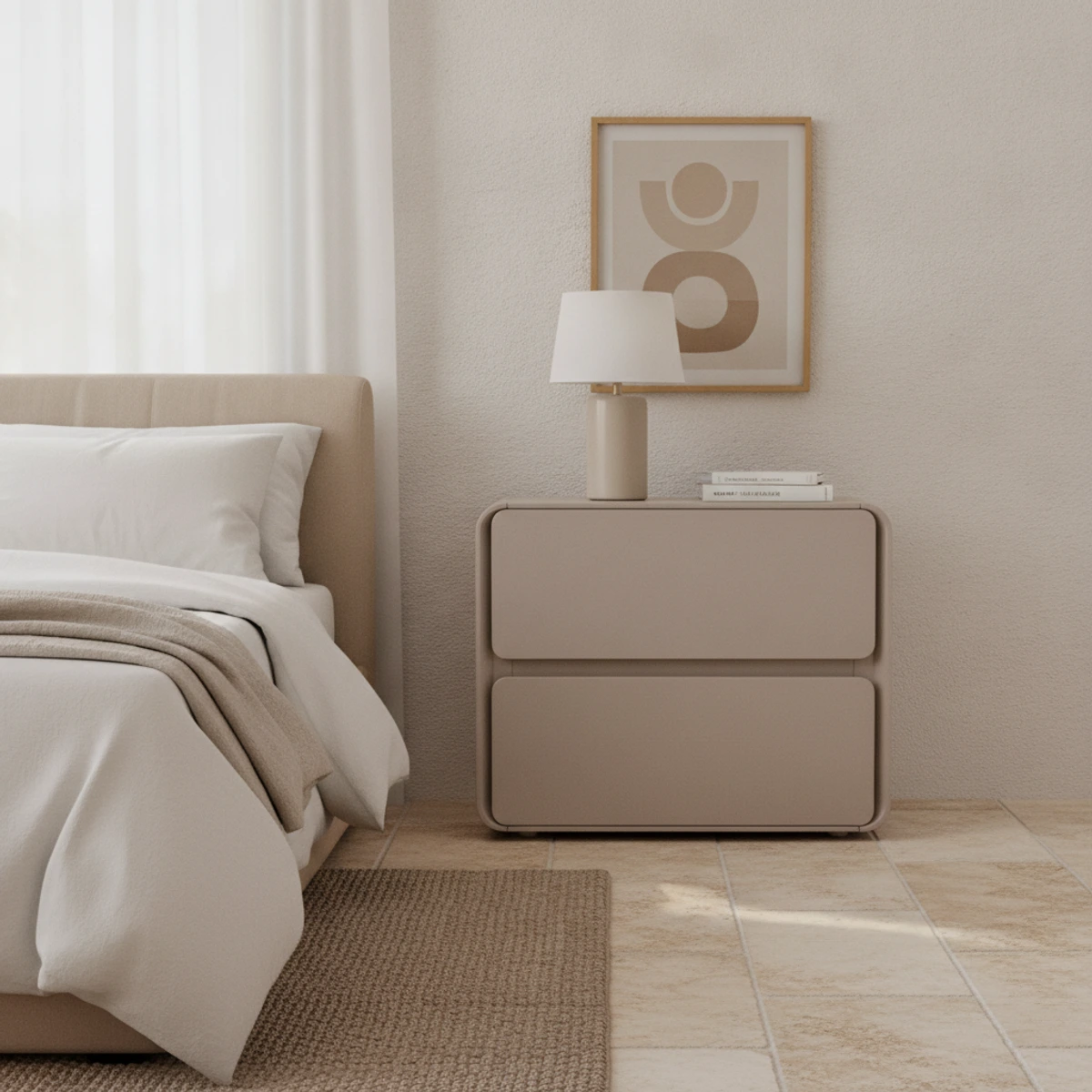 mesita de noche beige