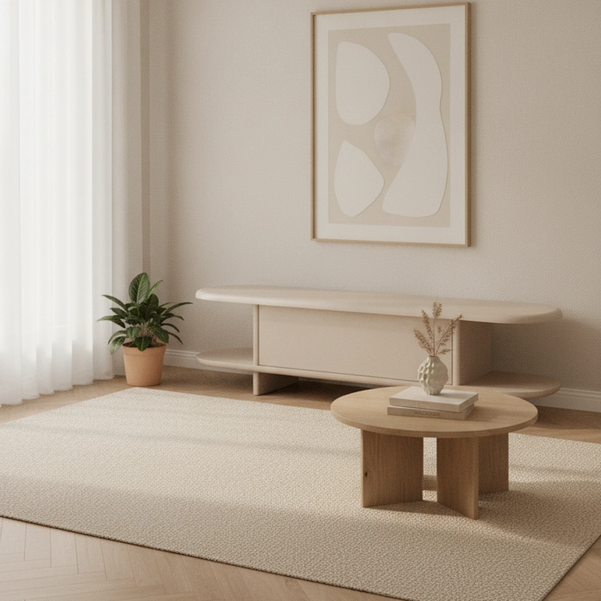 mueble tv bordes redondeados