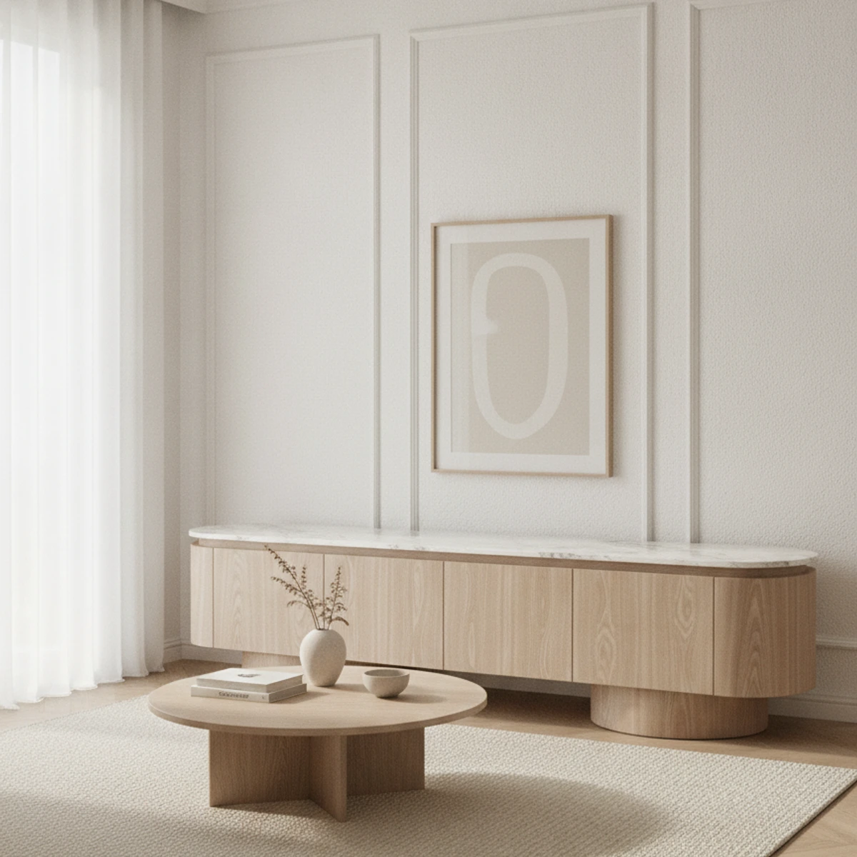 mueble TV madera granito
