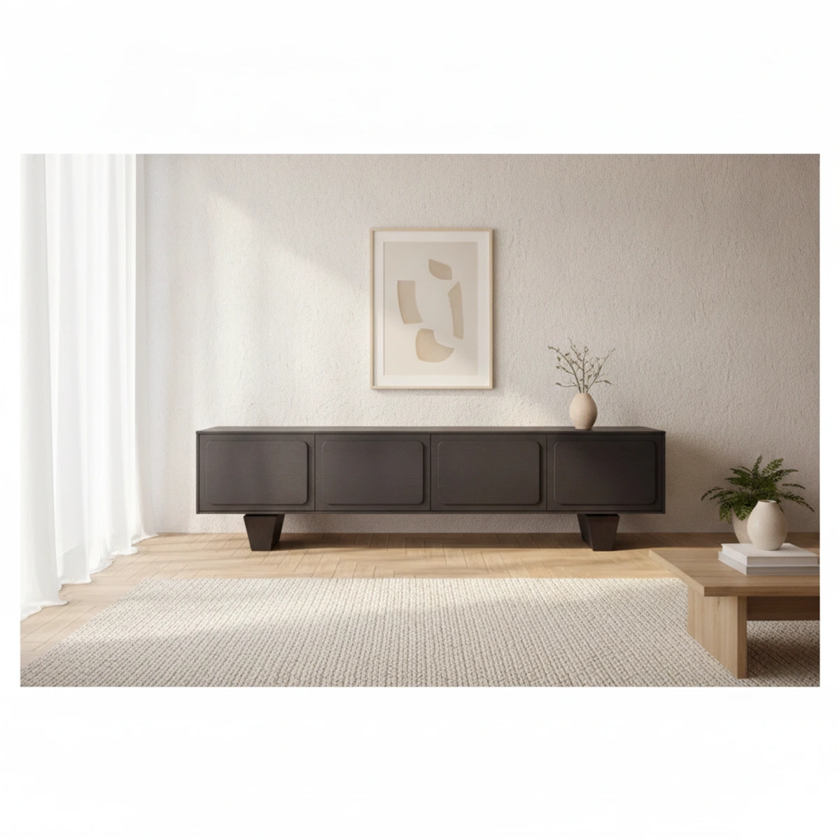 mueble tv roble teñido negro