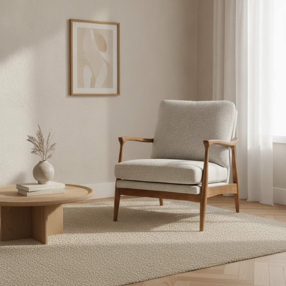 sillon de madera tapizado