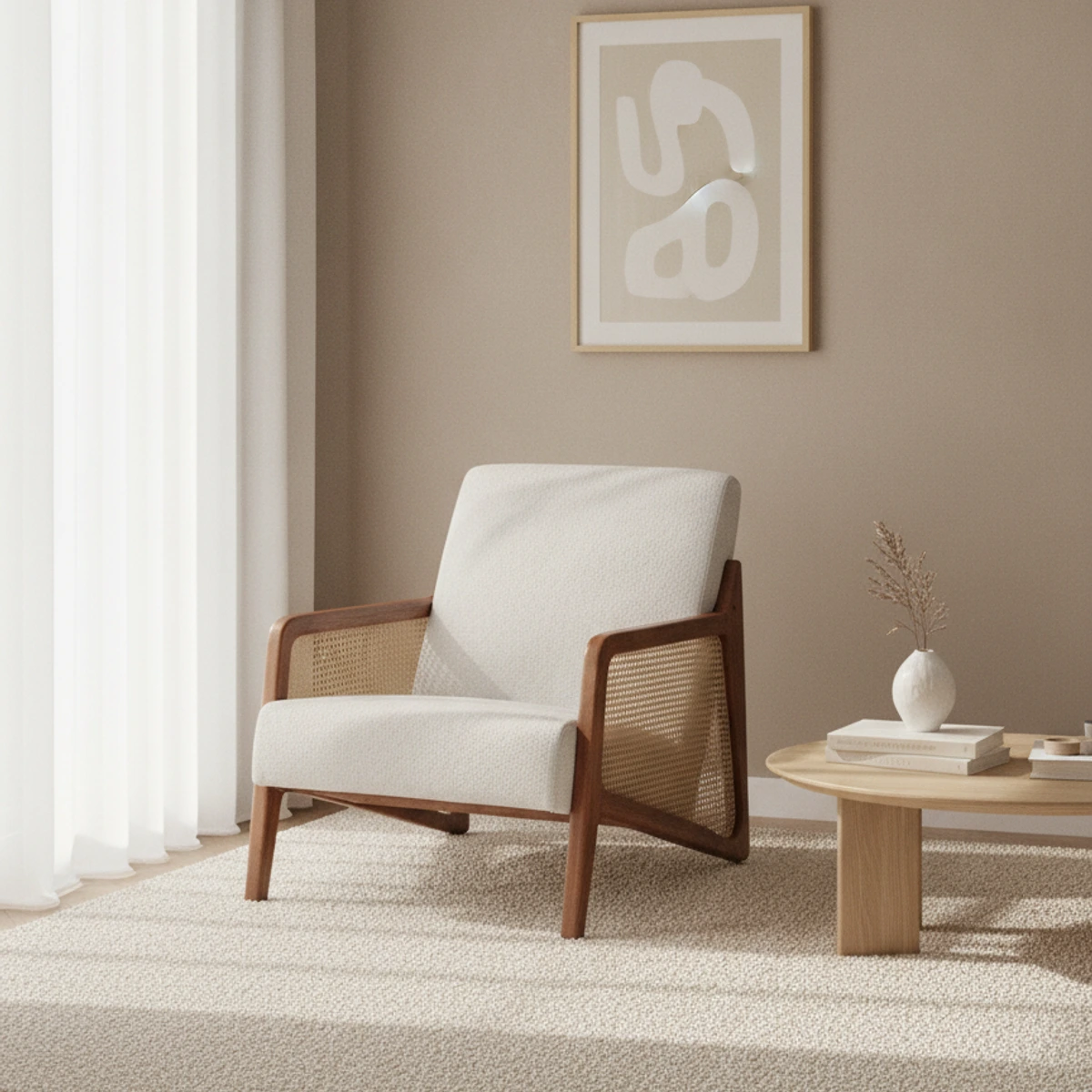sillon de madera y rejilla