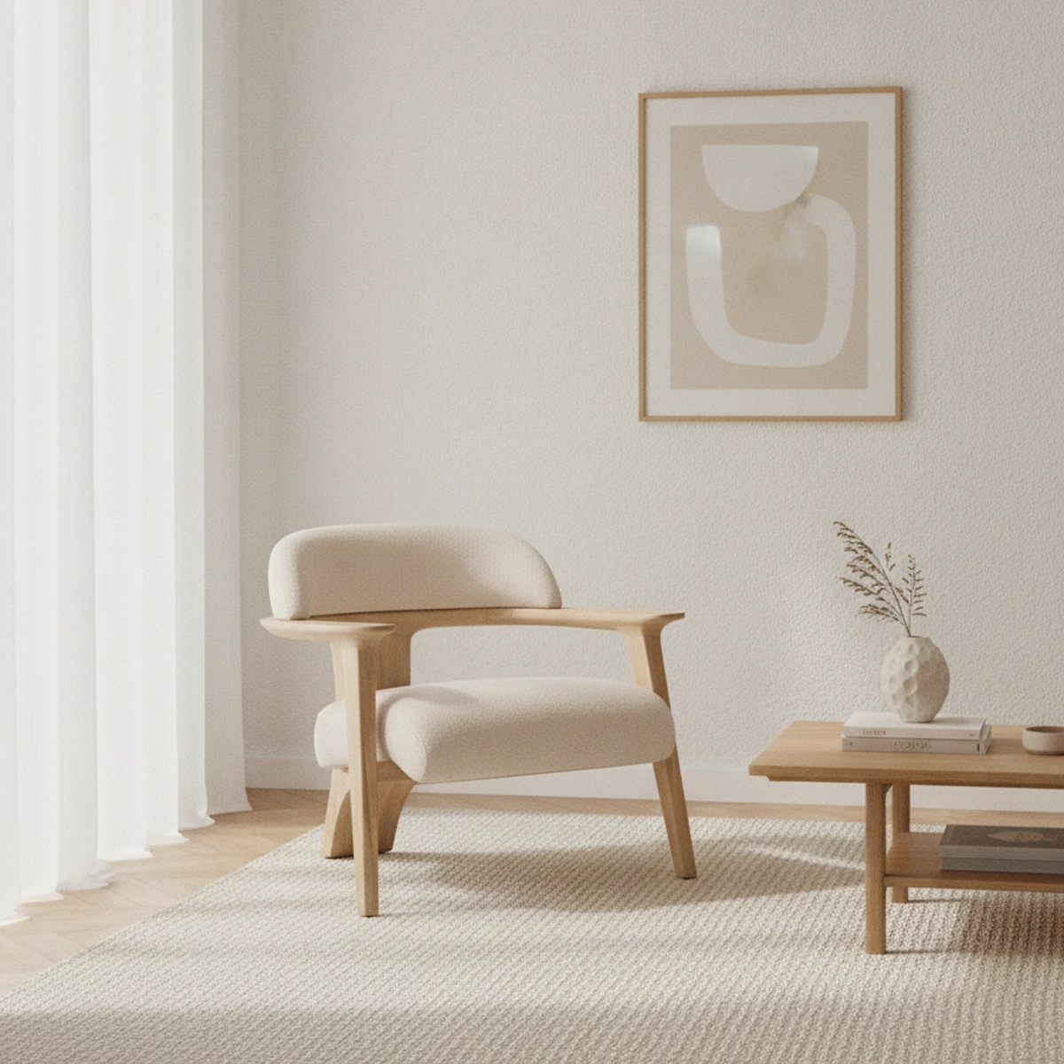 sillón de teca tapizado