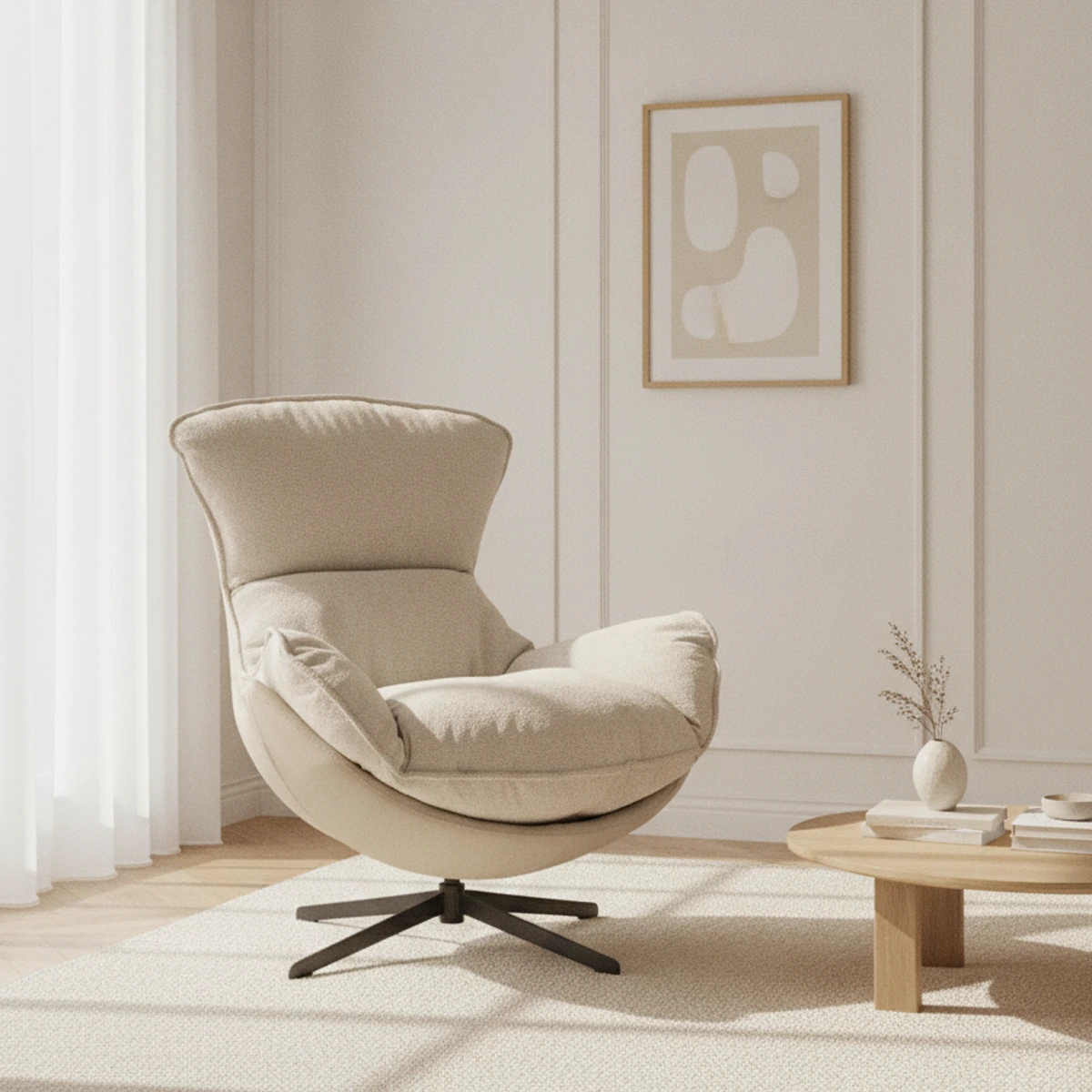 sillon giratorio tapizado beige